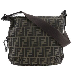 Fendi Zucca shoulder bag one nylon canvas brown zipper